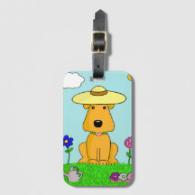 Kawaii Airedale Hündchen im Garten-Gepäckanhänger