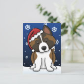 Kawaii Akita Christmas Postcard Feiertagspostkarte (Stehend Vorderseite)