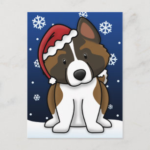 Kawaii Akita Christmas Postcard Feiertagspostkarte