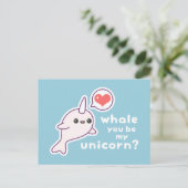 Kawaii Albino Narwhal Postkarte (Stehend Vorderseite)