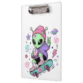 Kawaii-Alien-Skater-Bubble-Tea-Design Klemmbrett (Links)