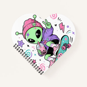 Kawaii-Alien-Skater-Bubble-Tea-Design Notizblock