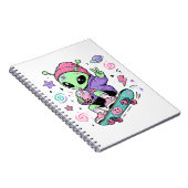 Kawaii-Alien-Skater-Bubble-Tea-Design Notizblock (Rechte Seite)