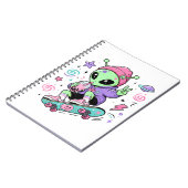 Kawaii-Alien-Skater-Bubble-Tea-Design Notizblock (Linke Seite)