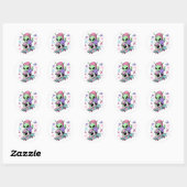 Kawaii-Alien-Skater-Bubble-Tea-Design Runder Aufkleber (Blatt)