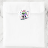 Kawaii-Alien-Skater-Bubble-Tea-Design Runder Aufkleber (Tasche)