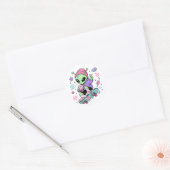 Kawaii-Alien-Skater-Bubble-Tea-Design Runder Aufkleber (Umschlag)