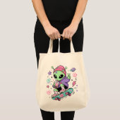 Kawaii-Alien-Skater-Bubble-Tea-Design Tragetasche (Vorderseite (Produkt))