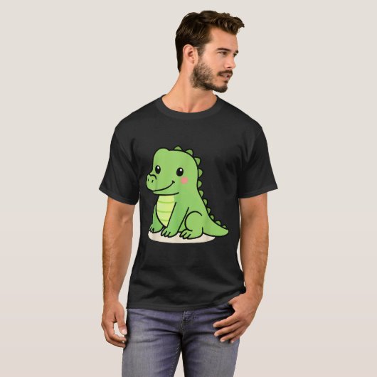 Kawaii Alligator Cartoon Green Gator Illustration T-Shirt (Vorne ganz)