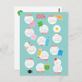 Kawaii Alltag 2026 Kalender Postkarte (Vorne/Hinten)