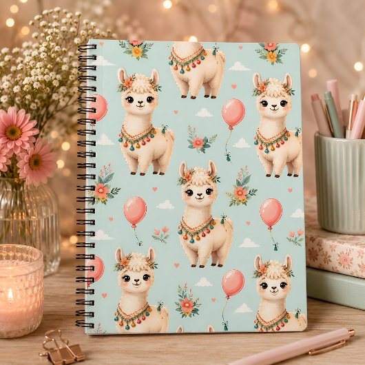 Kawaii-Alpaka-Blumenjournal Notizblock