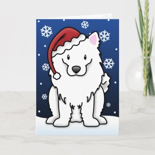 Kawaii amerikanische Eskimohundeweihnachtskarte Feiertagskarte (Vorderseite)