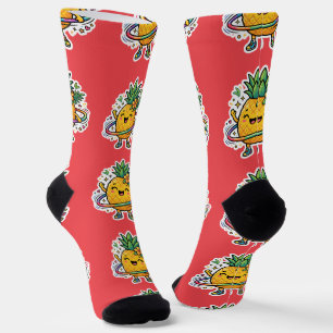 Kawaii-Ananas-Hula-Hoop-Süßer-tropischer-Aufkleber Socken