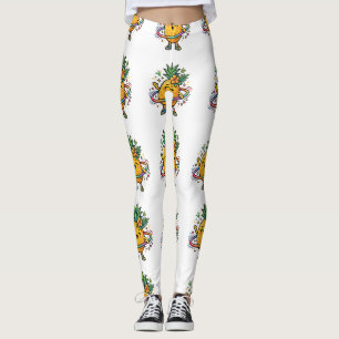 Kawaii-Ananas-Hula-Hoop-Süßer-tropischer-Sticker Leggings