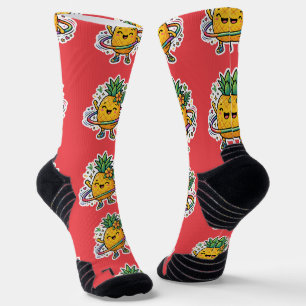 Kawaii-Ananas-Hula-Hoop-Süßer-tropischer-Sticker Socken