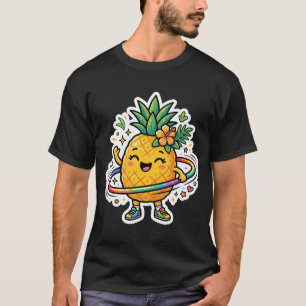 Kawaii-Ananas-Hula-Hoop-Süßer-tropischer-Sticker T-Shirt