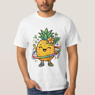 Kawaii-Ananas-Hula-Hoop-Süßer-tropischer-Sticker T-Shirt