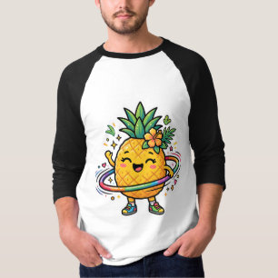 Kawaii-Ananas-Hula-Hoop-Süßer-tropischer-Sticker T-Shirt