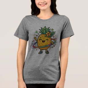 Kawaii-Ananas-Hula-Hoop-Süßer-tropischer-Sticker Tri-Blend Shirt