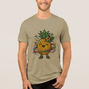 Kawaii-Ananas-Hula-Hoop-Süßer-tropischer-Sticker Tri-Blend Shirt
