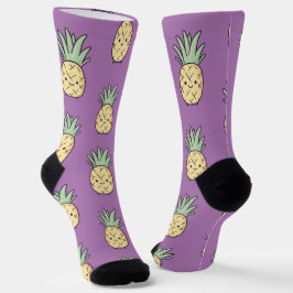 Kawaii Ananas Muster - Gelber Fun tropisch Socken