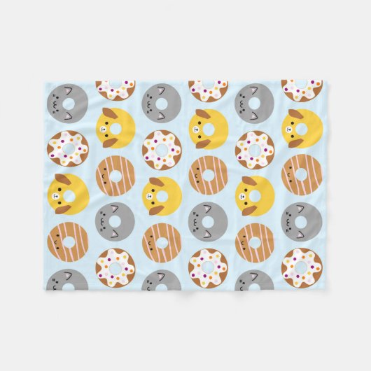 Kawaii Animal Donuts Fleecedecke (Vorderseite (Horizontal))