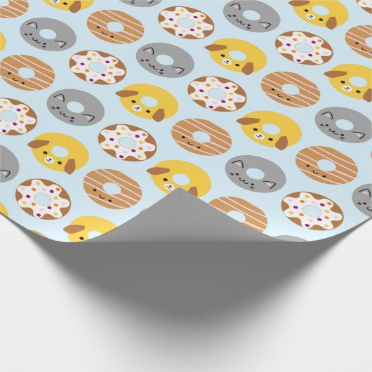 Kawaii Animal Donuts Geschenkpapier (Ecke)