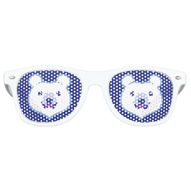 Kawaii Animal Lover Cartoon Polar Bear Partybrille (Vorderseite)