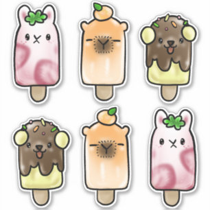Kawaii Animal Popsicle Stickers Aufkleber
