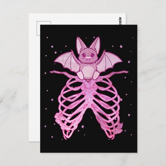 Kawaii Anime Animal Pastel Goth Bat Postkarte (Vorne/Hinten)