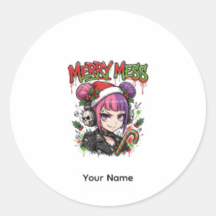 Kawaii Anime-Aufkleber Weihnachtsgeschenk für Mädc Runder Aufkleber