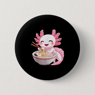 Kawaii Anime Axolotl Ramen Button