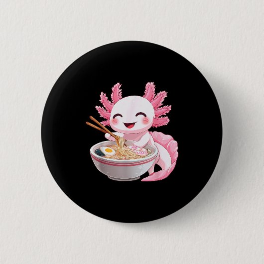 Kawaii Anime Axolotl Ramen Button (Vorderseite)