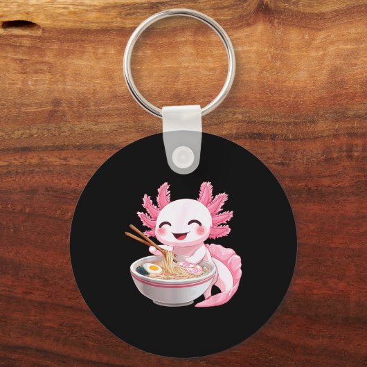Kawaii Anime Axolotl Ramen  Schlüsselanhänger (Vorderseite)