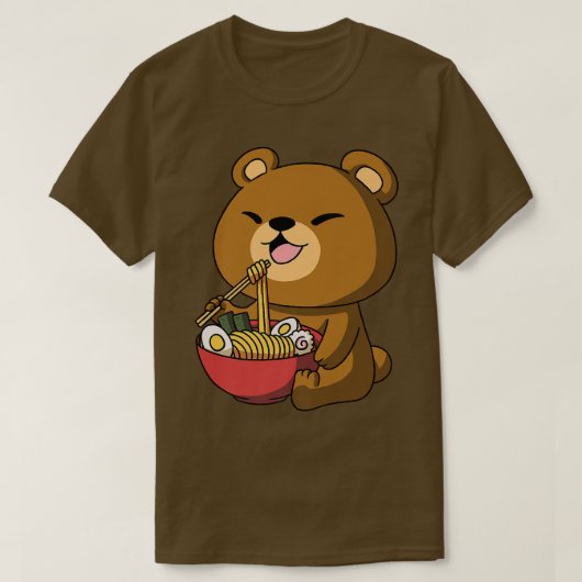 Kawaii Anime Bear Asian Noodles Japanisches Ramen  T-Shirt (Design vorne)