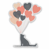 Kawaii Anime Black Cat mit herzförmigen Balloons Aufkleber (Vorderseite)