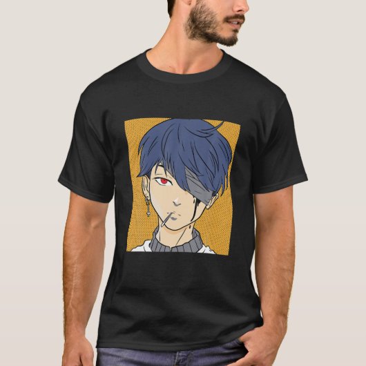Kawaii Anime Boy Lofi Ästhetische Retro 90S Japani T-Shirt (Vorderseite)