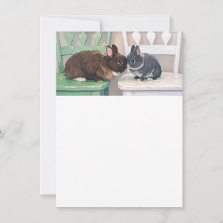 Kawaii Anime Bunnies on Chairs Party Invitation Einladung