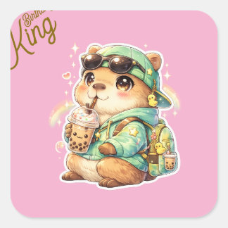 Kawaii Anime Capybara Bubble Tea Vinyl Aufkleber |
