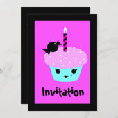 Kawaii anime Cartoon Emo Goth cupcake Einladung (Vorne/Hinten)