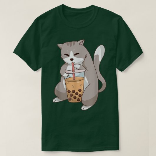 Kawaii Anime Cat Boba Tea Cute Kitten Cat Neko Bub T-Shirt (Design vorne)