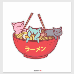 Kawaii Anime Cat Funny Adorable Japanisch Ramen Aufkleber