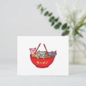 Kawaii Anime Cat Funny Adorable Japanisch Ramen Postkarte (Stehend Vorderseite)