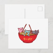 Kawaii Anime Cat Funny Adorable Japanisch Ramen Postkarte (Vorne/Hinten)