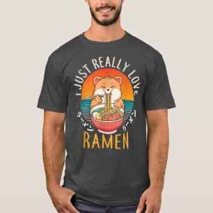 Kawaii Anime Cat Gift Girls Liebe Ramen Japanisch T-Shirt