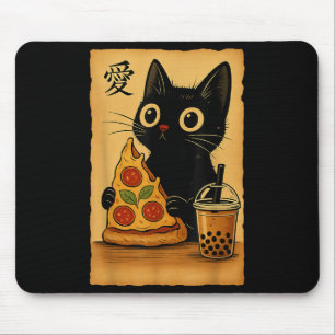 Kawaii Anime Cat Pizza A Teekatze Eating P Mousepad