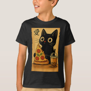Kawaii Anime Cat Pizza A Teekatze Eating P T-Shirt