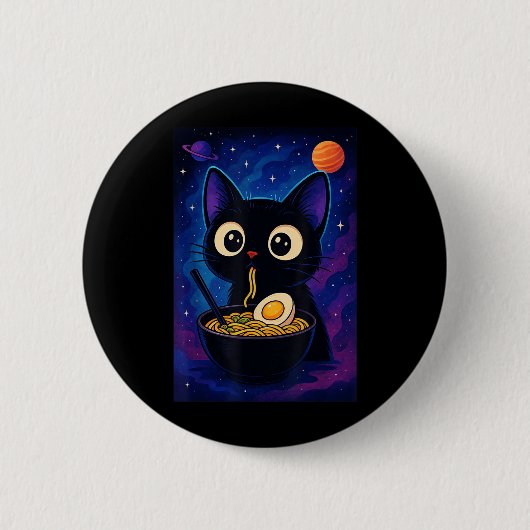 Kawaii Anime Cat Ramen Graphic Funny Men Button (Vorderseite)