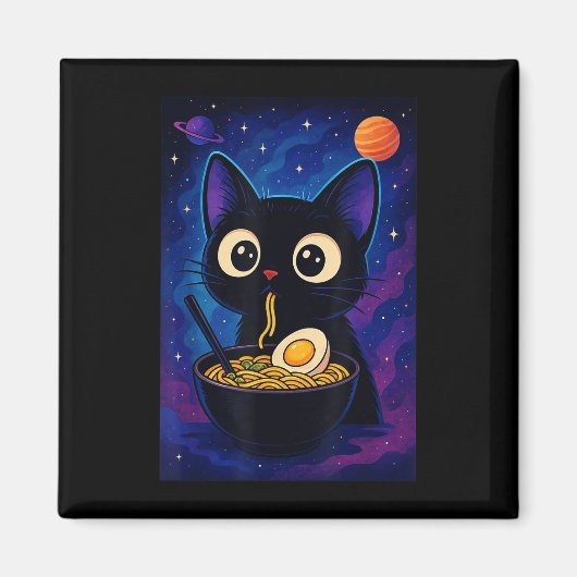 Kawaii Anime Cat Ramen Graphic Funny Men Magnet (Vorne)