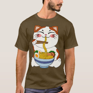 Kawaii Anime Cat Ramen Noodle Women Men Teen Boys T-Shirt